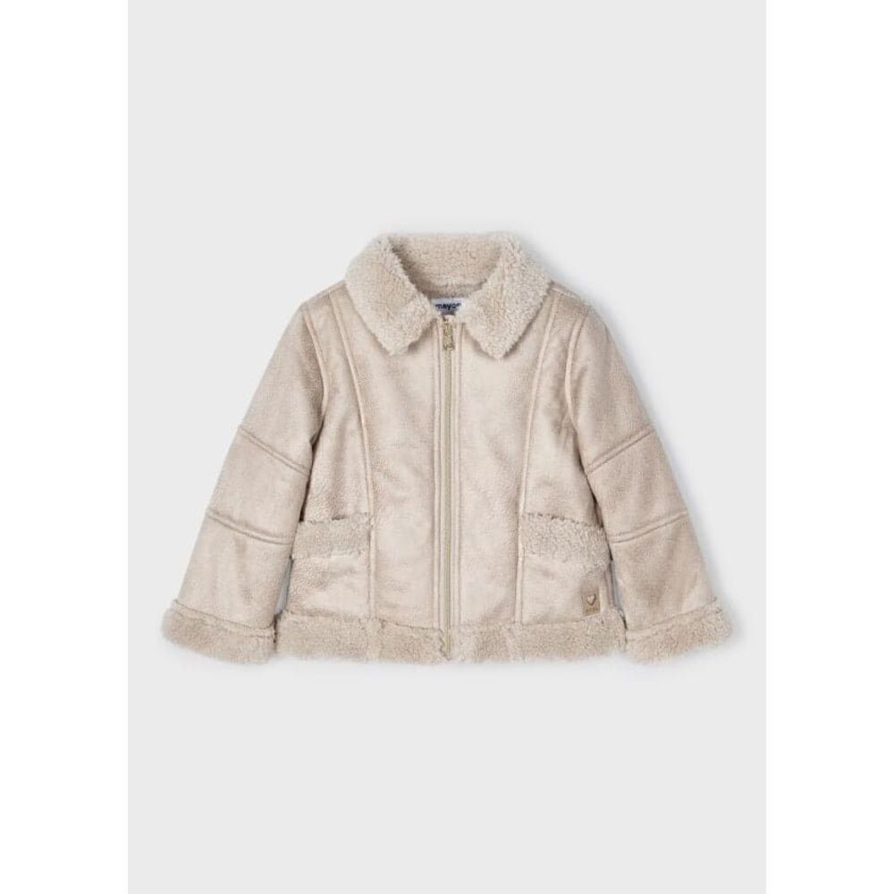 Mayoral Fleece Lined Jacket in Nude Size 4